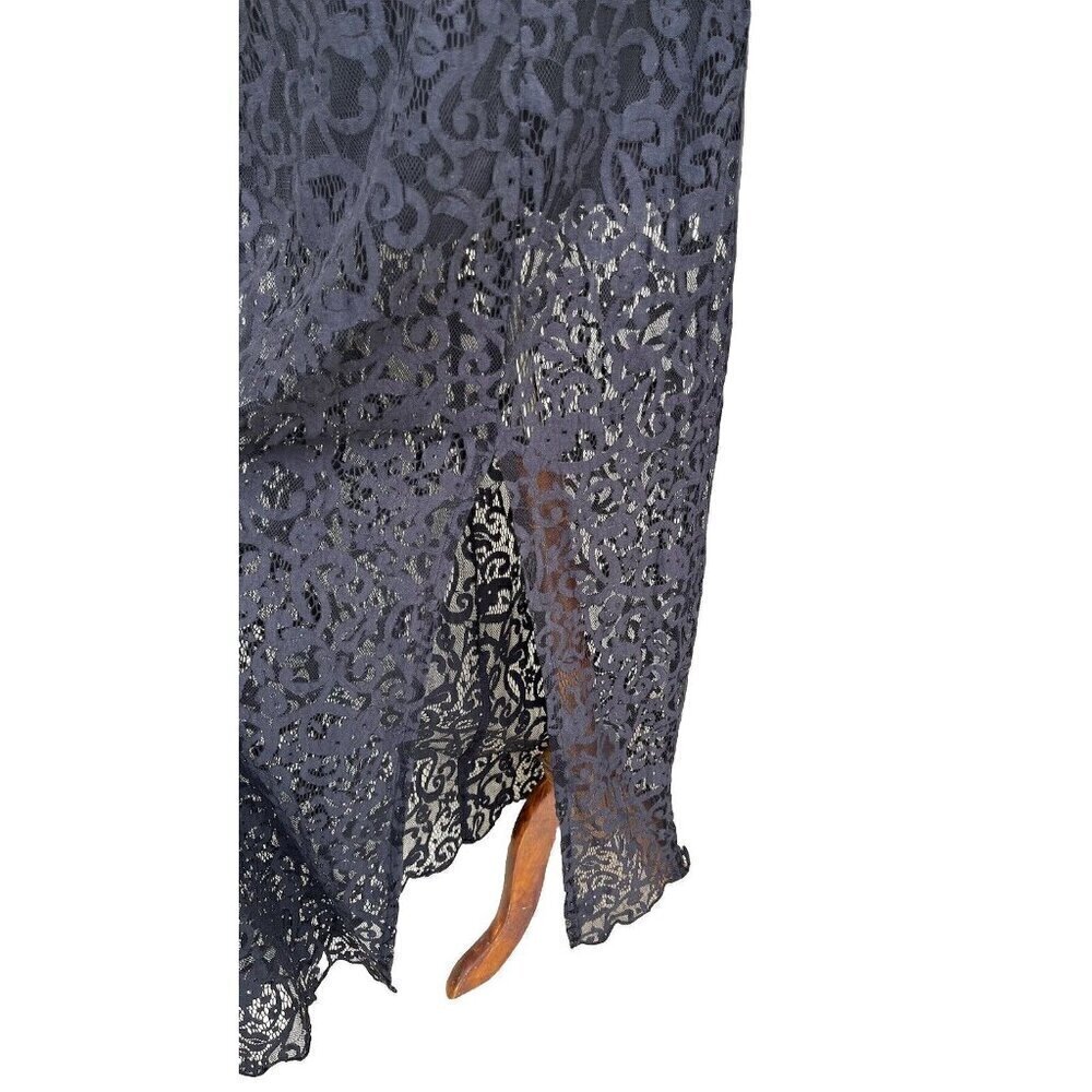 Sea Gypsies By Coven Black Ebony Lace Maxi Illusion Dress Size M - Picture 13 of 16
